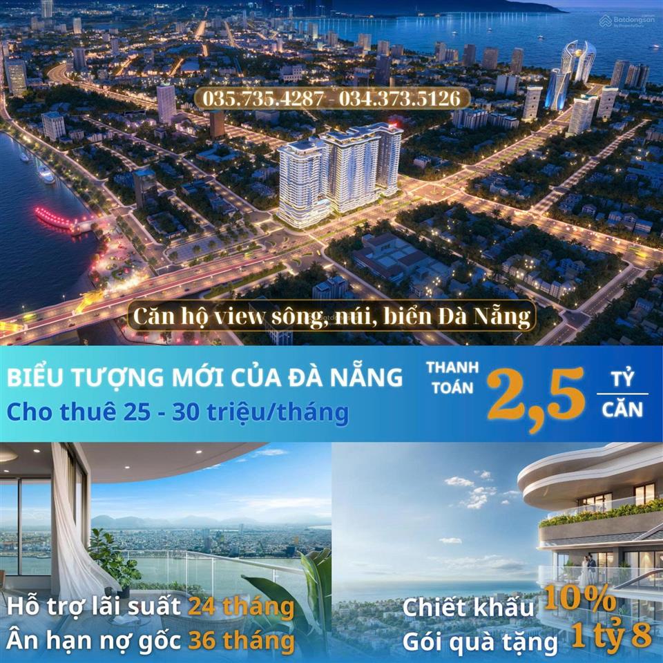 Vốn chỉ 2,5 tỷ sở hữu ngay căn hộ hạng sang 2pn ngay đầu cầu rồng | lõi trung tâm đà nẵng