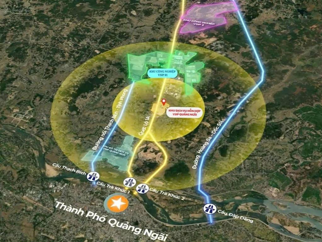 Trong bán kính 10km từ trung tâm quảng ngãi. đầu tư đất nền vsip đón hướng dòng tiền về đây.