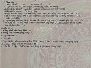 Bán đất tại xã lạc xuân, 750 triệu, 291m2, pháp lý đầy đủ, uy tín