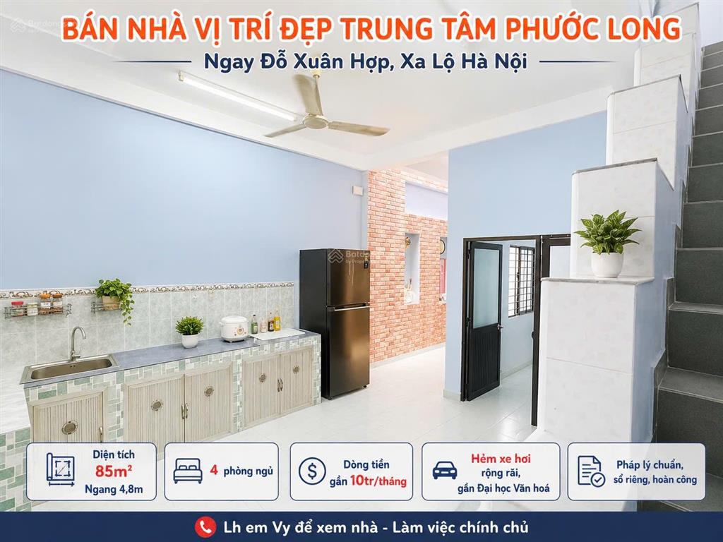 Bán nhà giá rẻ trung tâm phước long, gần đỗ xuân hợp, xa lộ hà nội. hẻm xe hơi. sổ riêng, vuông đep
