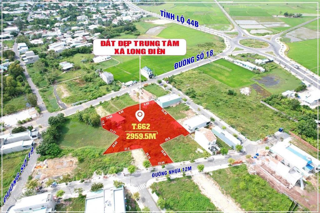 Bán đất dt 2959m2 có 111m2 thổ cư, mặt tiền đường nhựa. gần vòng xoay tl44b tam phước long điền