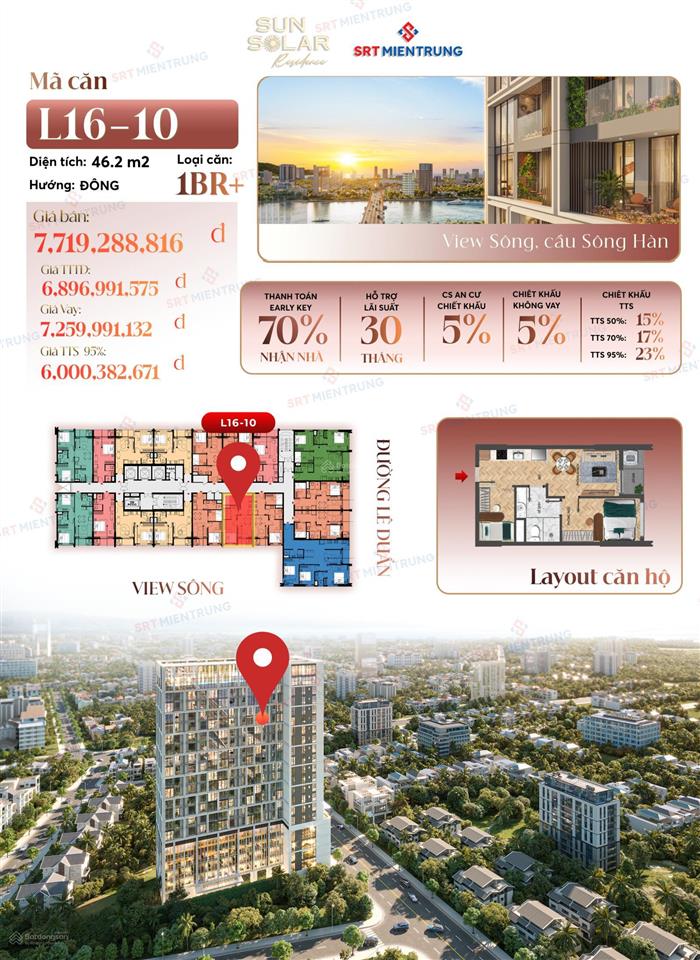 1pn+ view sông hàn giá tốt tại sun solar residence