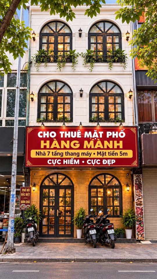 Cho thuê tòa nhà phố hàng mành hoàn kiếm  7 tầng thang máy  mt 5m