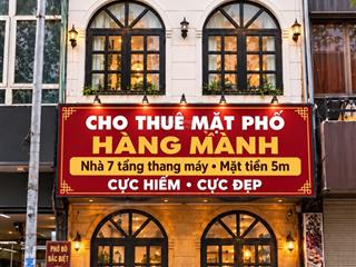 Cho thuê tòa nhà phố hàng mành hoàn kiếm  7 tầng thang máy  mt 5m