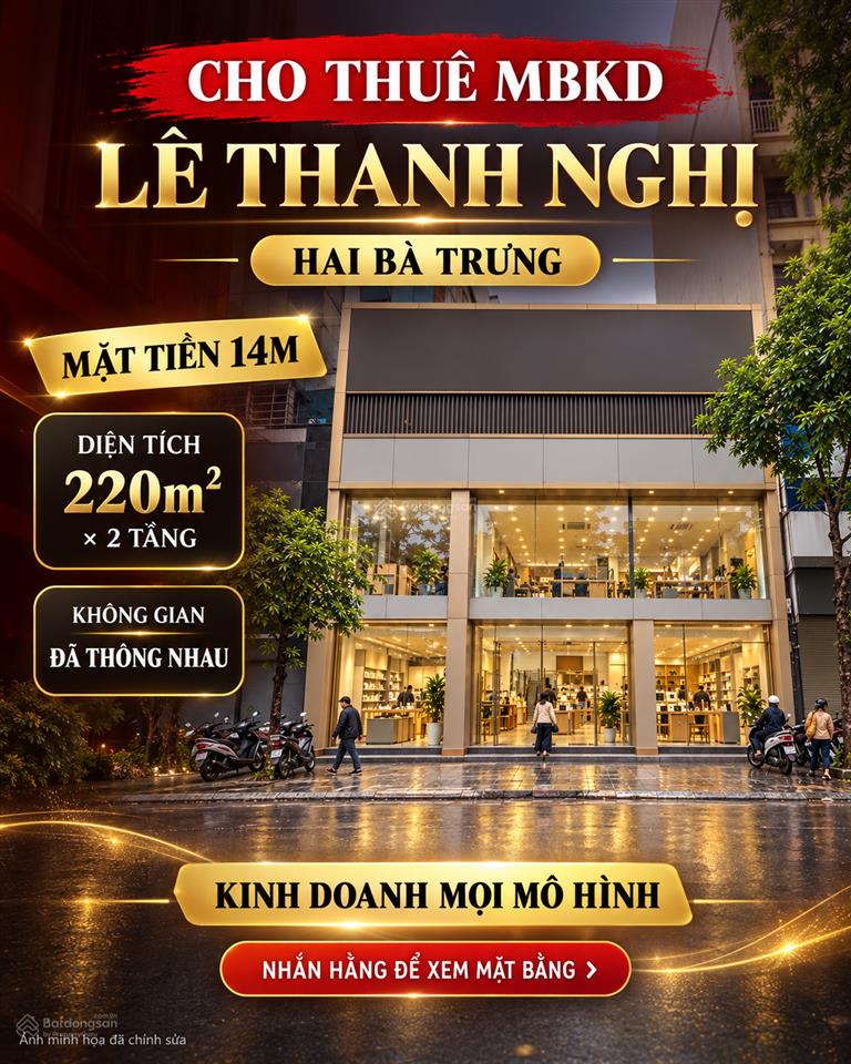 Mặt tiền 14m cho thuê mbkd lê thanh nghị, hai bà trưng