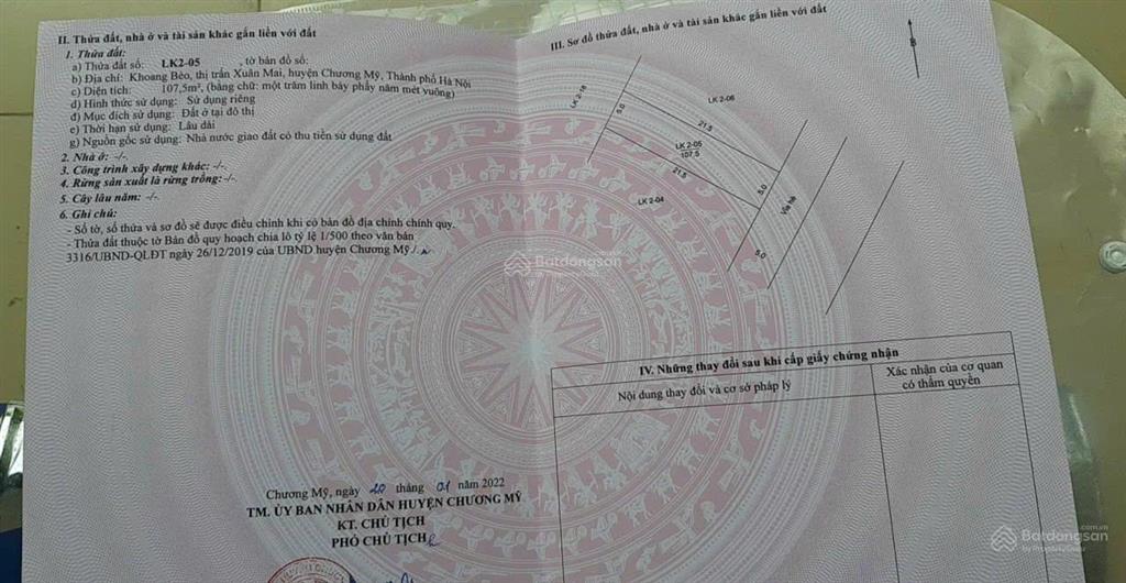 Bán lô đất đấu giá xuân mai 107.5m2 full thổ cư đường 7m view sông