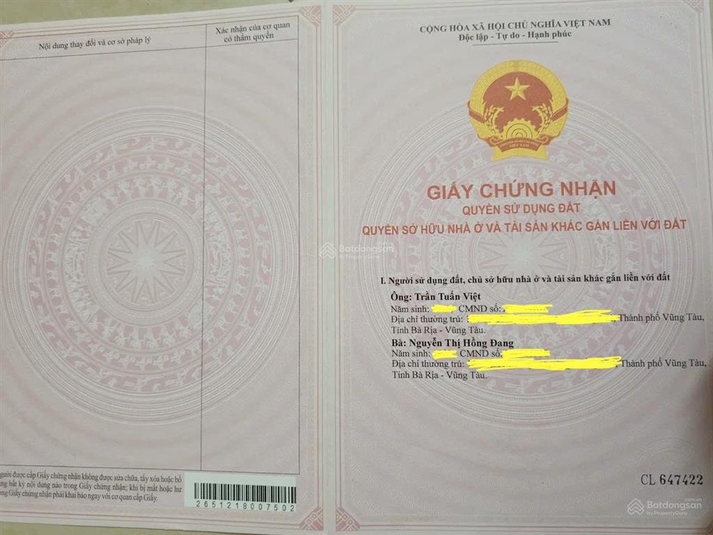 Bán nhà riêng 2 tầng chính chủ. hẻm 15 nguyễn bỉnh khiêm, vũng tàu 142m2. giá 8,5 tỷ
