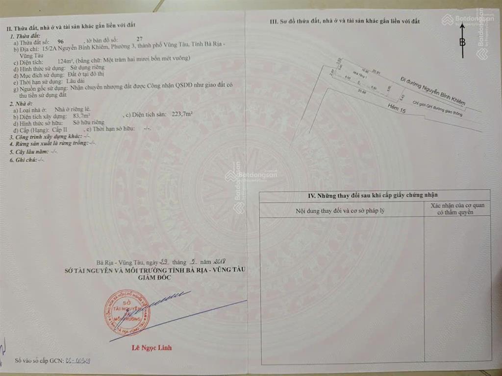 Bán nhà riêng 2 tầng chính chủ. hẻm 15 nguyễn bỉnh khiêm, vũng tàu 142m2. giá 8,5 tỷ