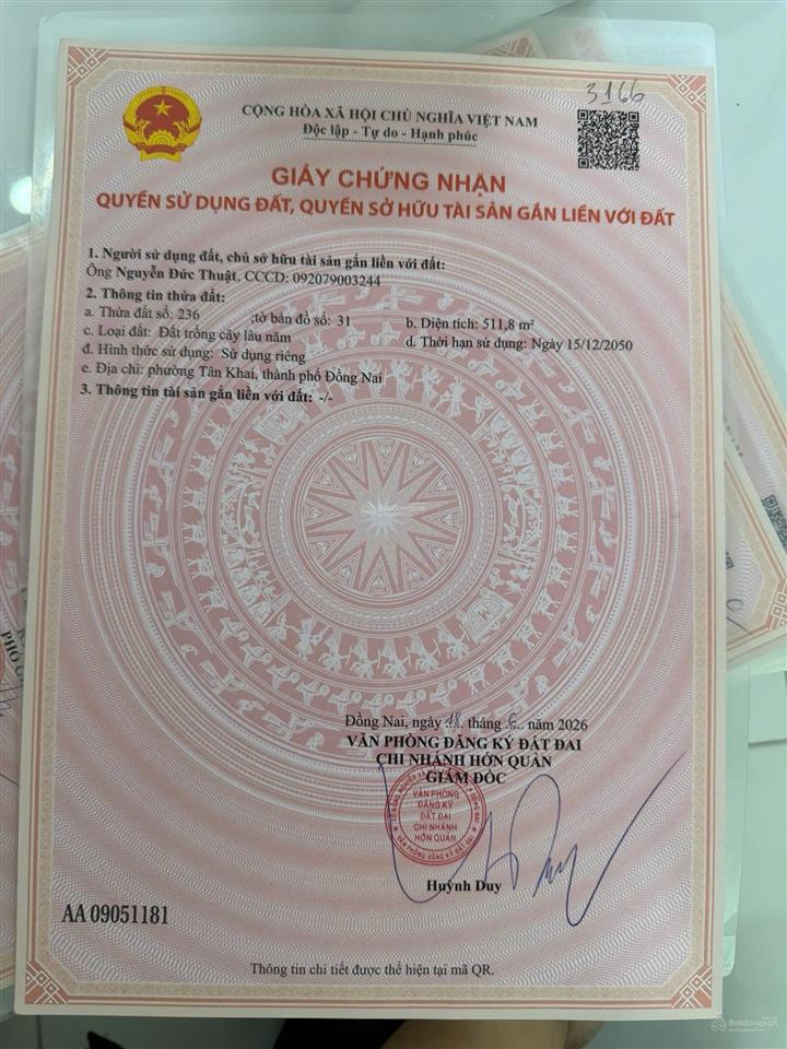 Chủ ngợp cần bán lô đất tại tân khai hớn quản đồng nai giá 399tr