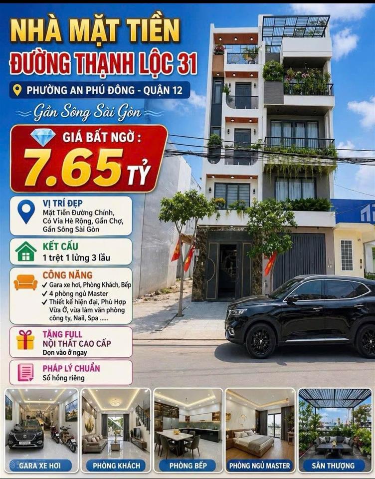 Nhỉnh 7 tỷ  nhà mặt tiền kinh doanh hà huy giáp  gần sông sài gòn  lửng 3 lầu  đường 12m thông