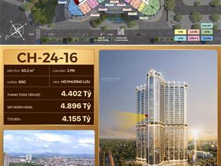 Phòng kinh doanh golden crown căn 2416  2pn 63m²  view hồ pháo hoa, tặng 2 chỉ vàng tháng 5