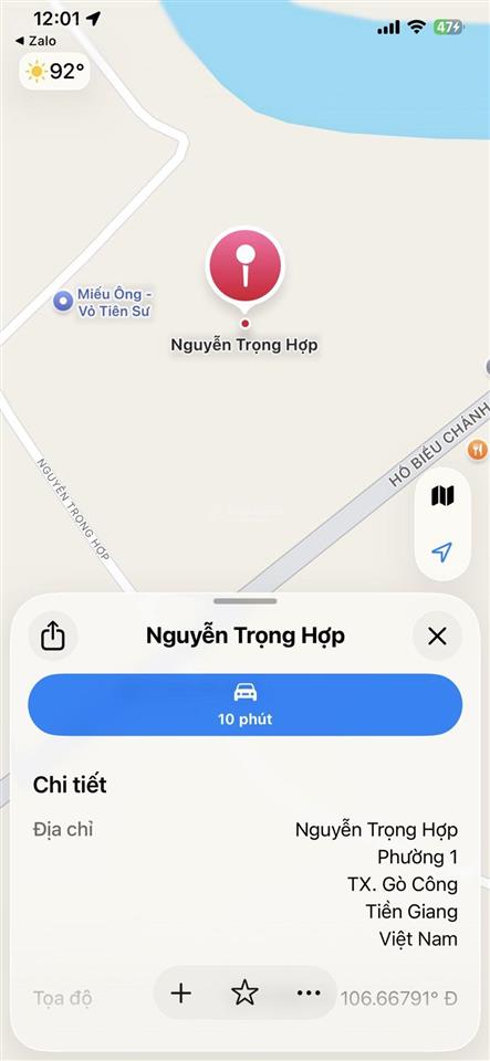 Bán đất tại nguyễn thái học, gò công, 2,3 tỷ, 867 m2, mặt tiền 17m, ngõ 4m