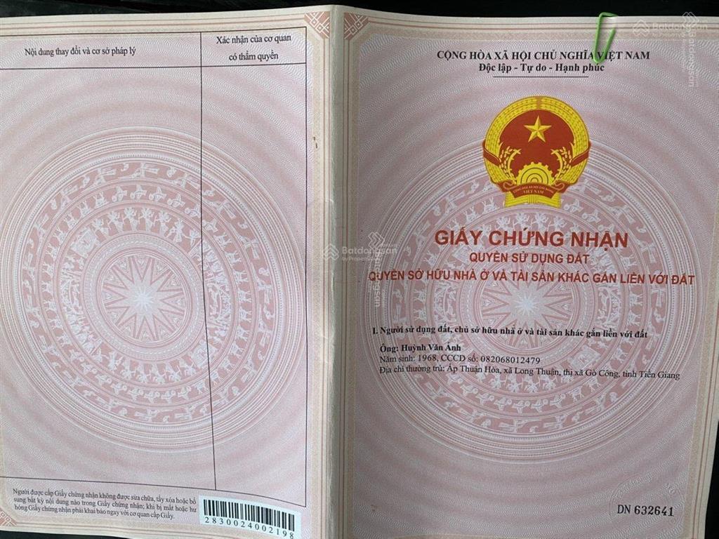 Bán đất tại nguyễn thái học, gò công, 2,3 tỷ, 867 m2, mặt tiền 17m, ngõ 4m