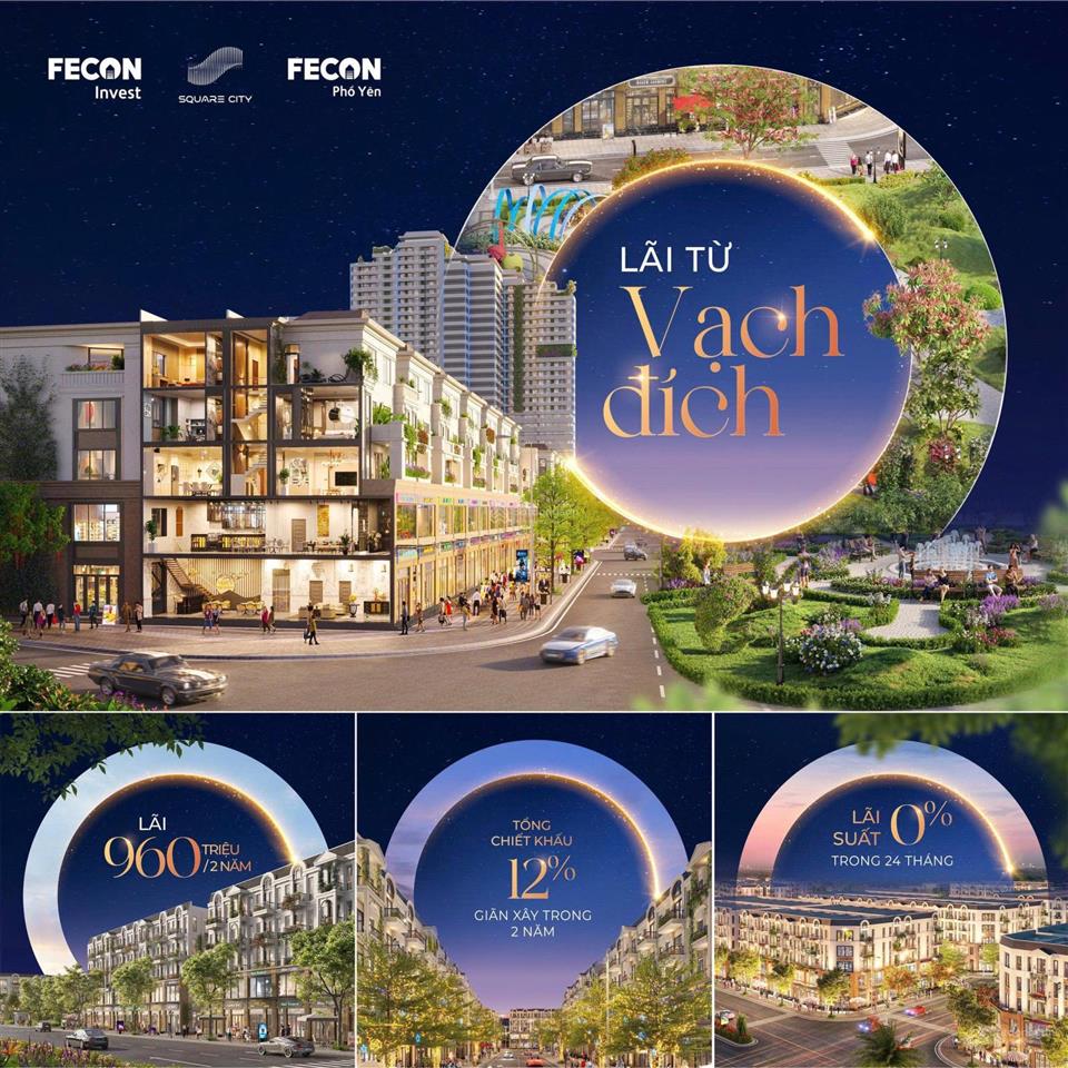Chỉ từ 1 tỉ sở hữu đất nền trung tâm quảng trường vạn xuân  fecon square city phổ yên