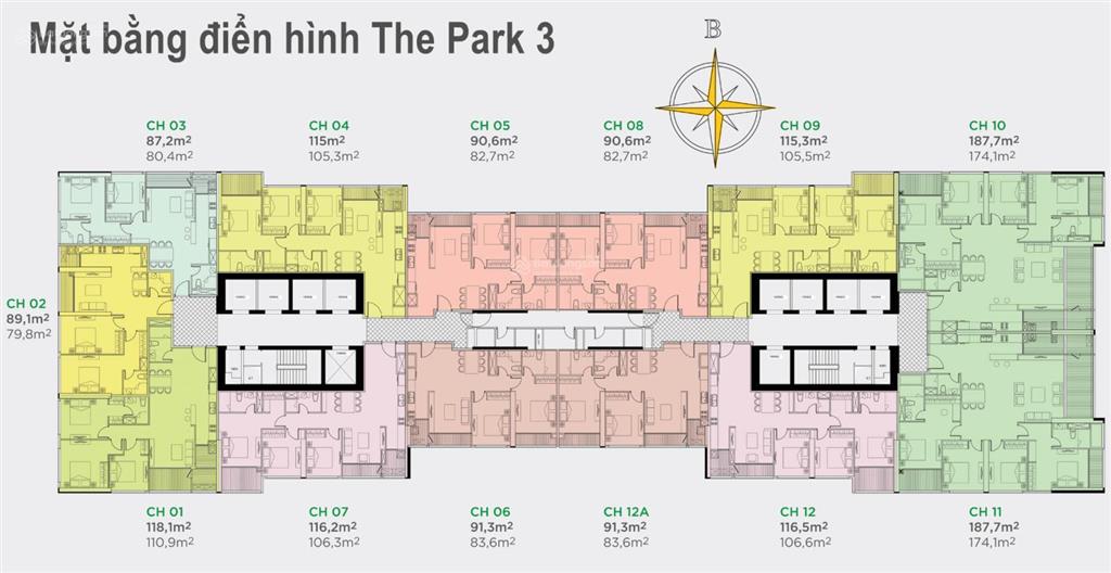 Vinhomes central park bán căn hộ tháp park 3 với 3 phòng ngủ nội thất đầy đủ