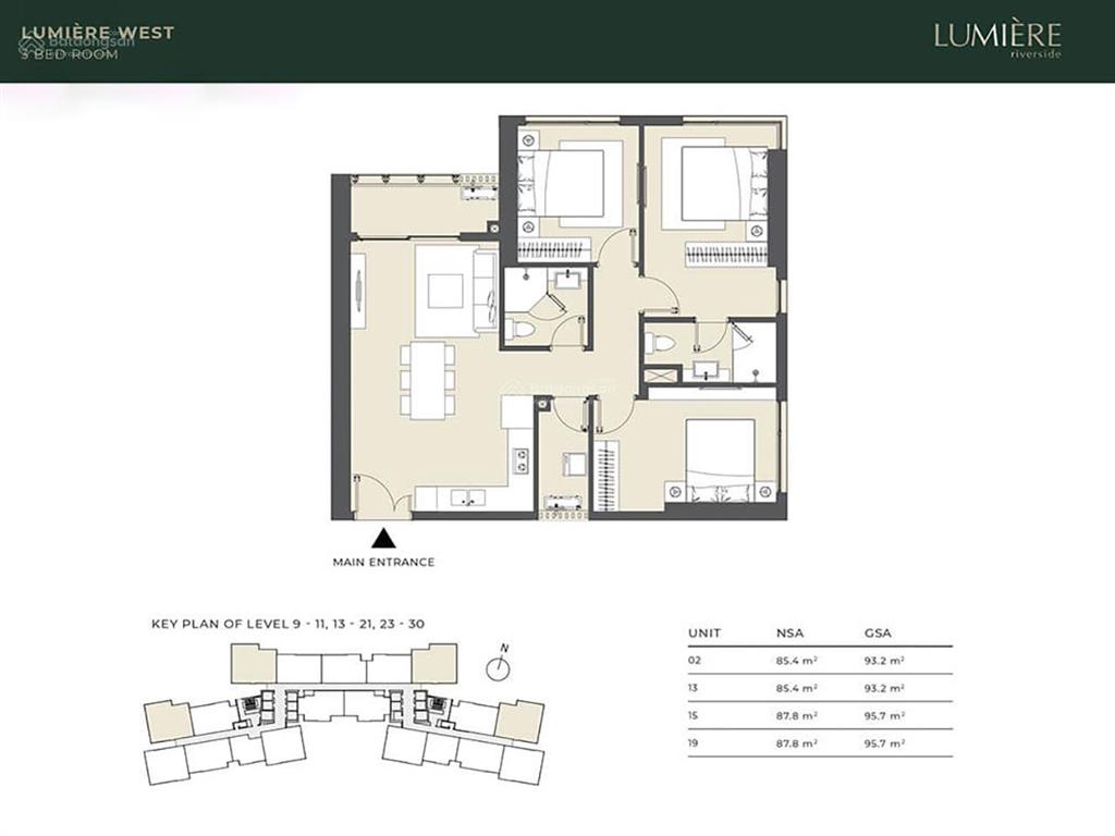Bán căn hộ tại lumiere riverside gồm 3 phòng ngủ tầng cao view sông có sổ hồng