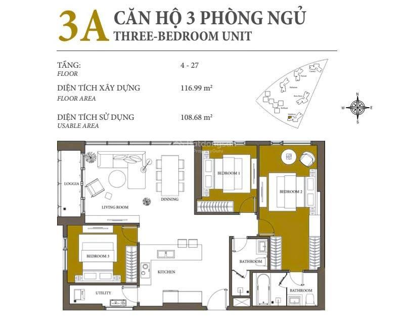 Đảo kim cương bán căn hộ tháp maldives loại spa foreigner quota với 3 phòng ngủ view sông