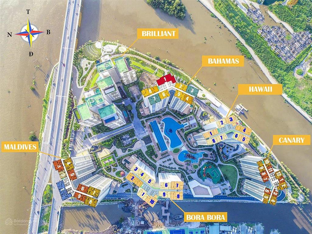 Đảo kim cương cho thuê căn hộ tháp bahamas với 4 phòng ngủ nội thất đầy đủ view sông trực diện