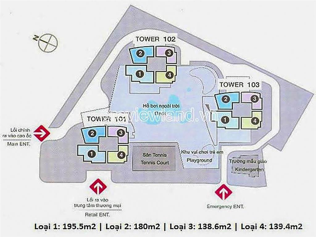 Cho thuê căn hộ tại xi riverview tháp 101 gồm 3 phòng ngủ nội thất sang trọng view sông