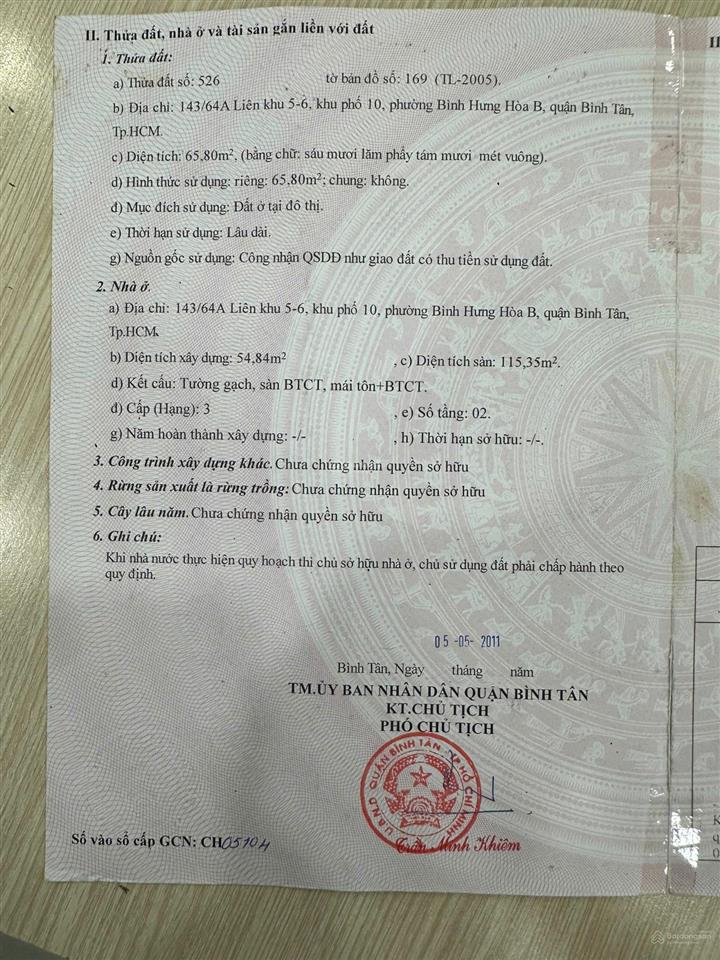 Bán nhà riêng tại chợ, liên khu 56, bình hưng hòa b, 5,8 tỷ, 65,8 m2, hàng hiếm!