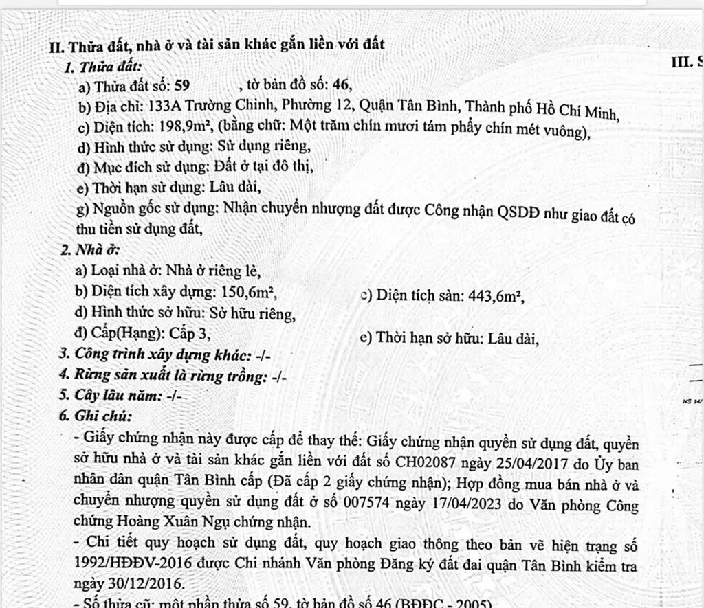 Hàng hiếm mặt tiền tại 133a trường chinh, tân bình, 52,8 tỷ, 199 m2, bán gấp