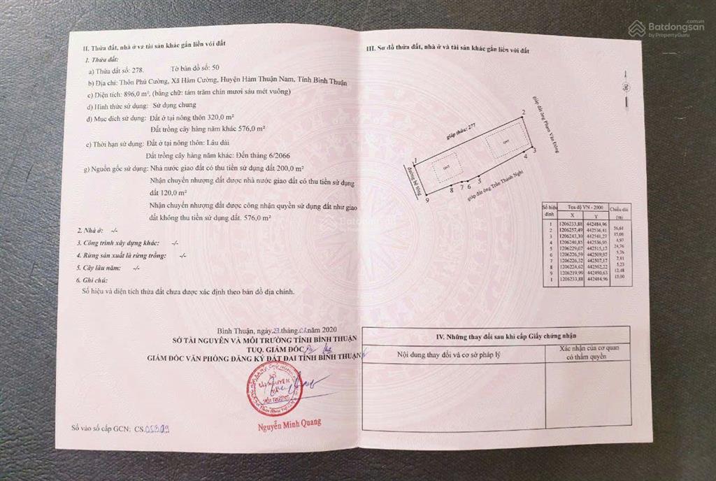 Đất đẹp phan thiết 896m2  320m2 thổ cư  gần ql1a  cao tốc 1km   chỉ 3tr/m2