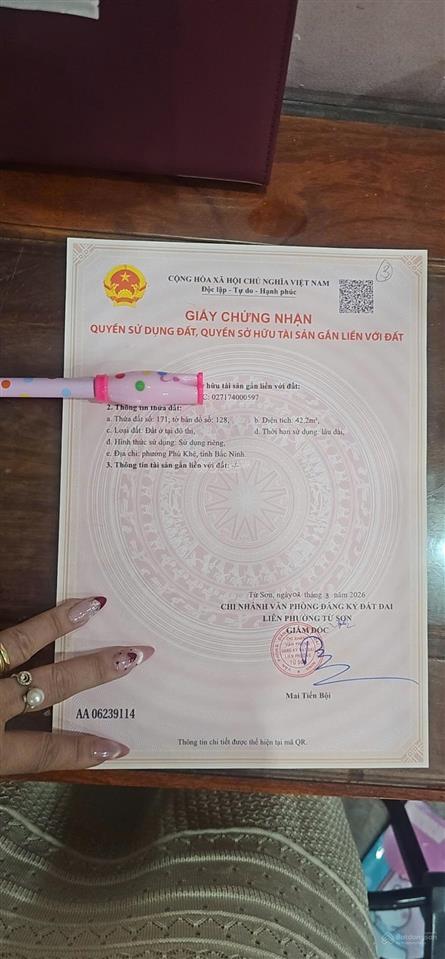 Bán đất tại khu phố kim thiều phù khê bắc ninh, 1,55 tỷ, 42,2m2,