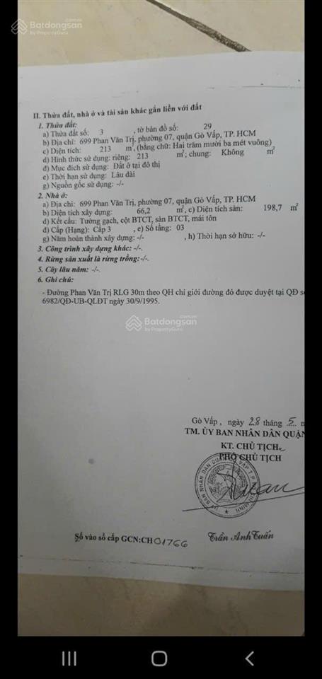 Bán nhà riêng tại 699 phan văn trị, 45 tỷ, 213 m2, view đẹp, giá tốt