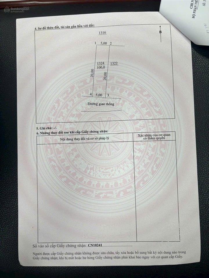 Bán lô đất 100m² full thổ cư 5x20m