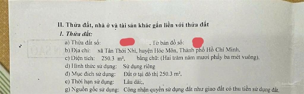 Bán đất 250m2  full thổ cư  mặt đường kinh doanh  dương công khi  hóc môn  7,5t thương lượng