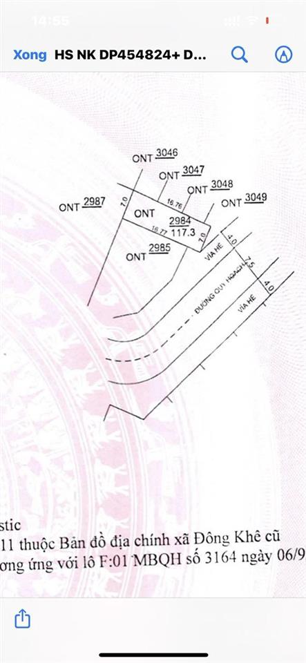 Đất đấu giá đông khê 117m sát cao tốc mt 7m giá 1,2 tỷ