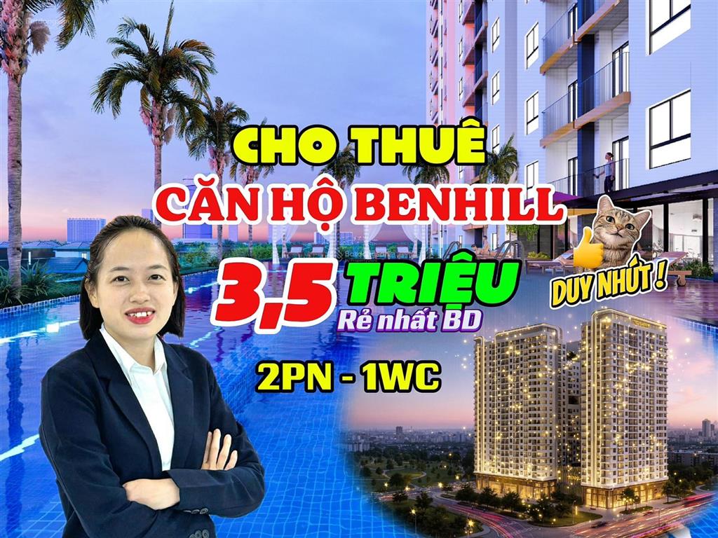 Cho thuê căn hộ chung cư ben hill thuận giao duy nhất căn 2pn giá rẻ nhất 3,5 triệu