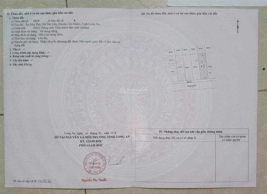 Bán rẻ nền 85m2 kdc kế bên công an huyện cần đước, ra quốc lộ chỉ 50m