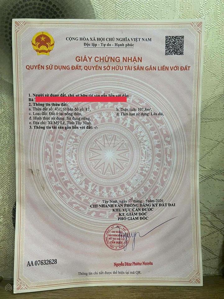 Bán rẻ 107.8m2 đất thổ mặt tiền đường nguyễn văn lãnh, gần chợ đào cách ql50b 150m, 640tr