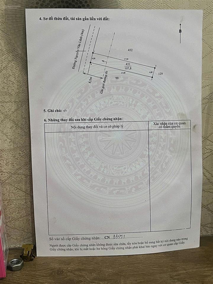 Bán rẻ 107.8m2 đất thổ mặt tiền đường nguyễn văn lãnh, gần chợ đào cách ql50b 150m, 640tr