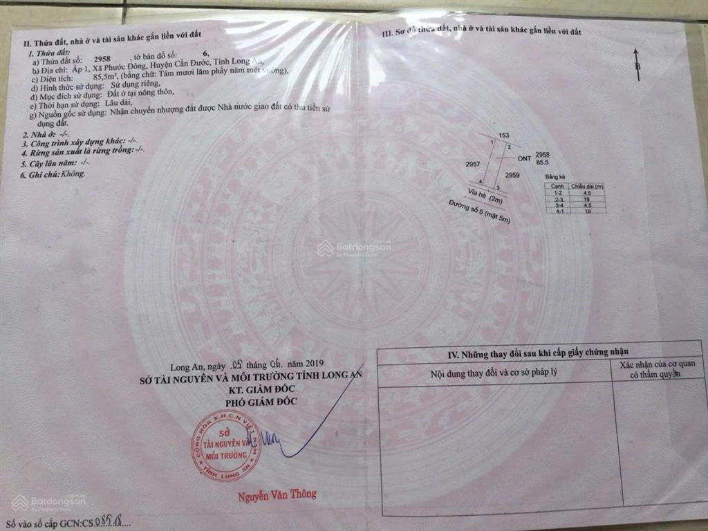 Đất ngộp diện tích 85,5m2 khu dân cư sát bên thị trấn cần đước, mặt tiền quốc lộ 50 giá 630 triệu