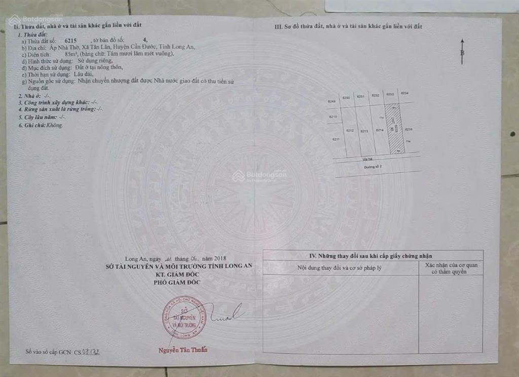 Chính chủ bán rẻ nền 85m2 trục chính sát bên ql50, phía sau công an huyện cần đước giá 950 triệu