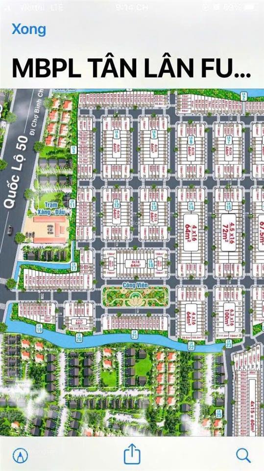 Chính chủ bán lỗ còn 590 triệu nền trong kdc tân lân residence diện tích 64m2, quốc lộ 50