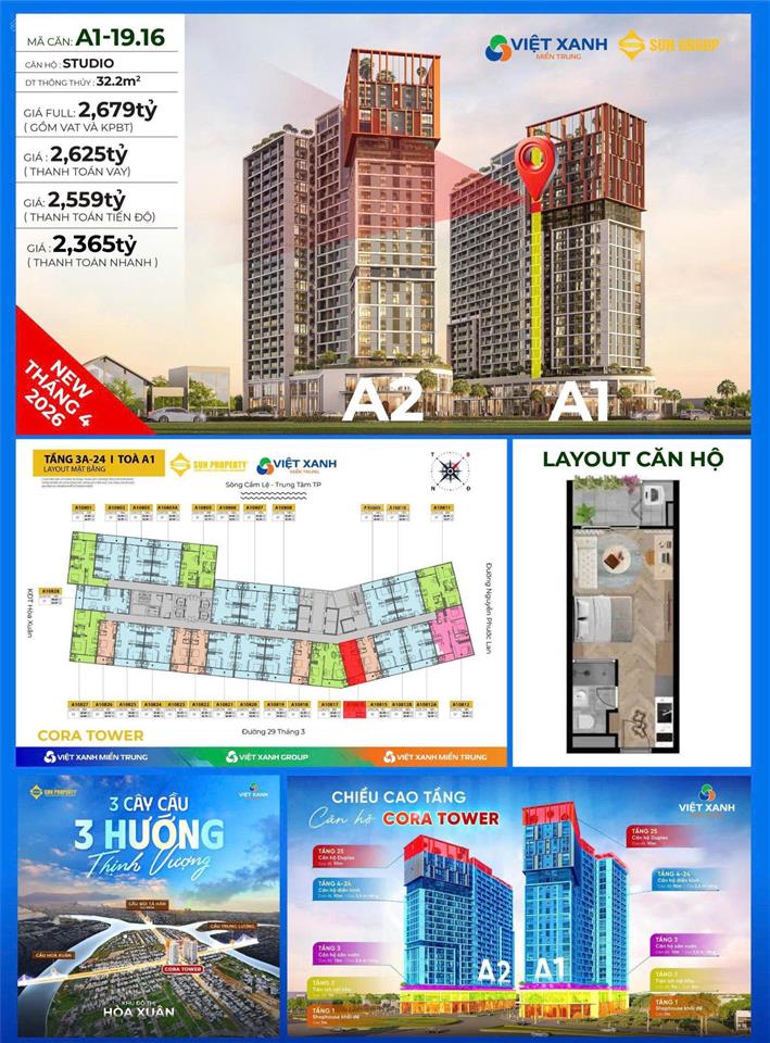 Bán căn hộ studio cực phẩm  giá tốt nhất cora tower  thanh toán chỉ 700 triệu  sổ hồng lâu dài