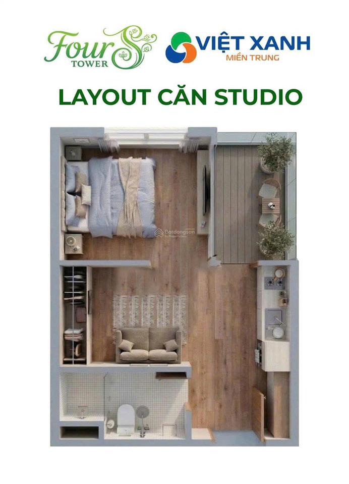 Hiếm. studio view biển+sân vườn + tầng cao fours tower 38m ,2 tỷ, dòng tiền cho thuê tốt