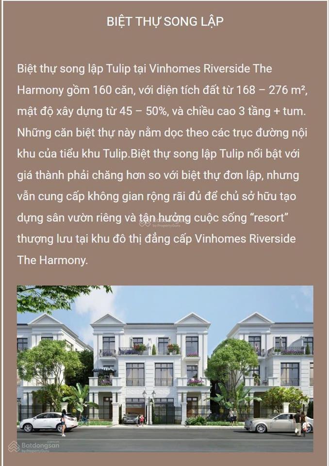 Chính chủ bán gấp căn bt song lập khu the harmony vị trí sát hồ trung tâm 12,4ha.  0942 899 ***