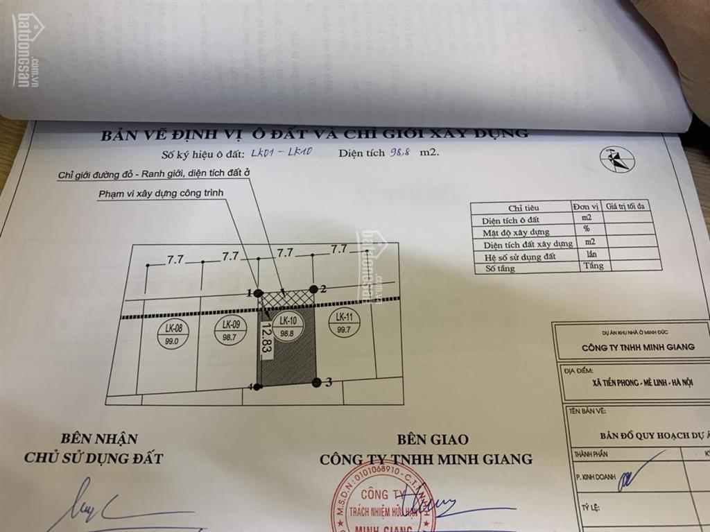 Chính chủ bán mặt đường 48m khu đô thị minh giang đầm và mê linh, dt 99m2. giá 28 tr/m2