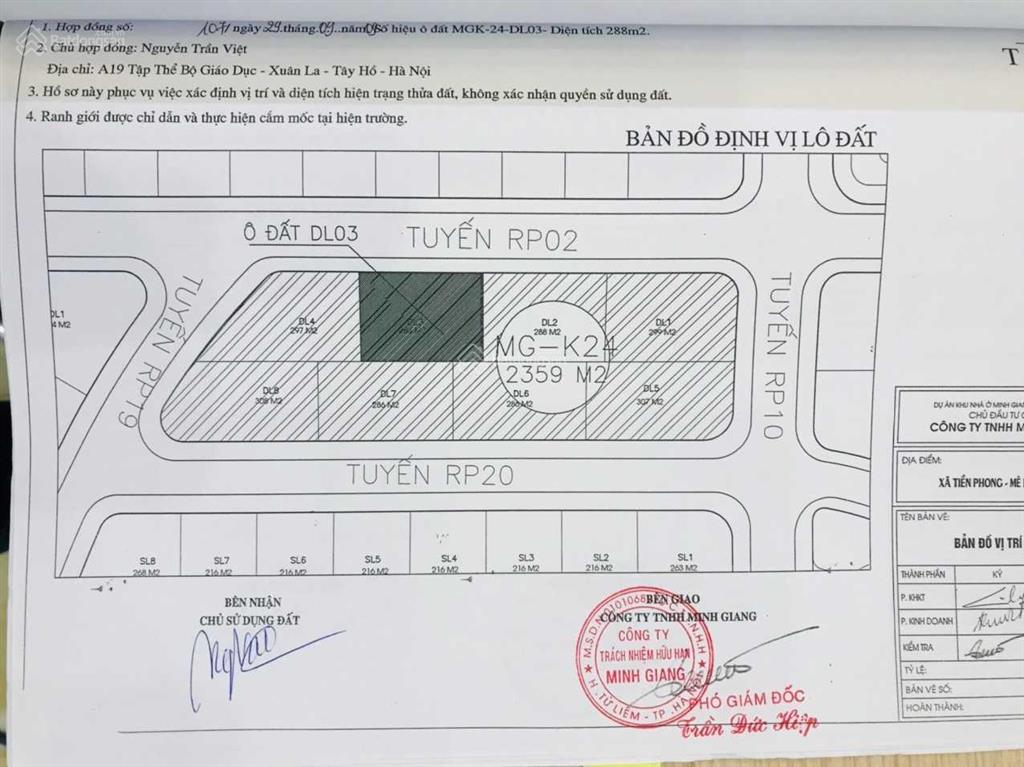 Chính chủ cần bán bt minh giang đầm và  mê linh. giá đất 28 tr/m2