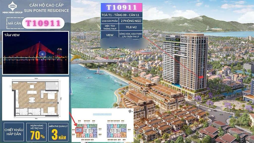 Căn hộ 2pn view sông giá tốt tại sun ponte