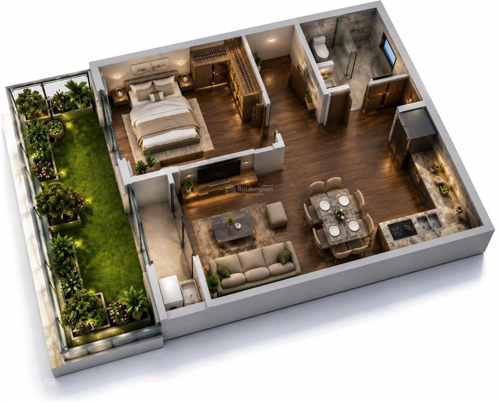 1pn+ sân vườn duy nhất toà f5 tts 2,4 tỷ tại dự án fours tower