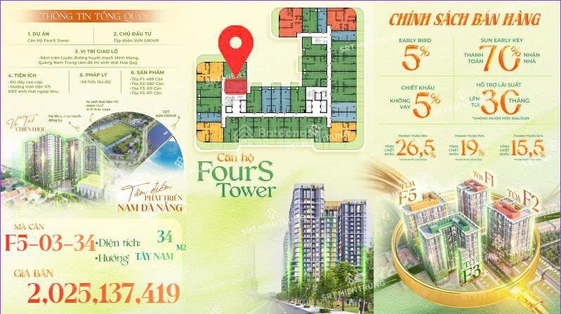 Căn stu tts 1,5 tỷ cuối cùng thị trường tại fours tower