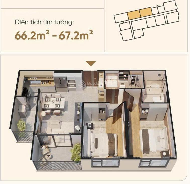 Bán nhanh căn hộ a06 2pn 2wc 67m² tầng trung giá tốt vị trí đẹp tại the emerald 68 bao phí