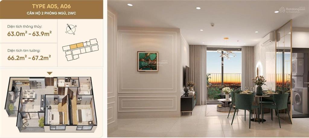 Bán nhanh căn hộ a06 2pn 2wc 67m² tầng trung giá tốt vị trí đẹp tại the emerald 68 bao phí