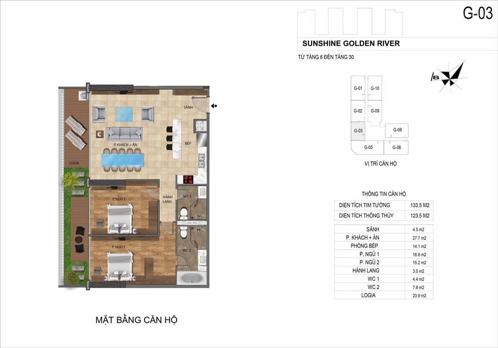 Chuyển nhượng căn hộ 2pn tại sunshine golden river
