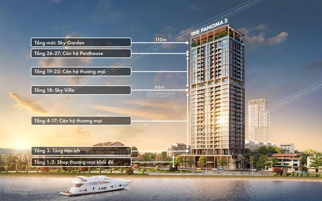 Bán căn 1pn+ tầng 15 tháp panoma 2  sun cosmo residence đà nẵng
